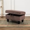 Brown Corduroy Fabric Living Room Sectional Ottoman