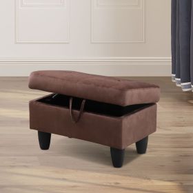 Chocolate Flannel Living Room Sofa Set Ottoman