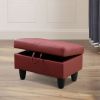 Red Semi PU Synthetic Leather Ottoman Living Room Sofa