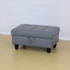 Dark Grey Semi PU Synthetic Leather Storage Ottoman