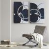 Celestial Orbit Navy Silver Foil Abstract 2-piece Canvas Wall Art Set