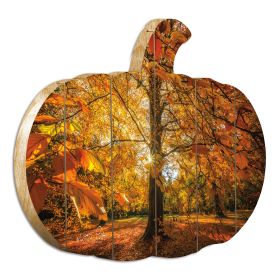 "Autumn Leaves " By Artisan Martin Podt Printed on Wooden Pumpkin Wall Art