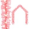 Christmas Garland with LED Lights 33 ft Pink