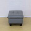 Dark Grey Semi PU Synthetic Leather Storage Ottoman