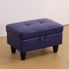 Blue Faux Leather Living Room Sofa Ottoman