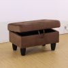 Chocolate Flannel Living Room Sofa Set Ottoman