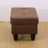 Chocolate Flannel Living Room Sofa Set Ottoman