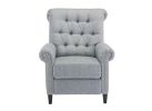 Pushback Linen Tufted Recliner Single Sofa with Nailheads Roll Arm for Living Room, Bedroom, Office, Gray