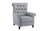 Pushback Linen Tufted Recliner Single Sofa with Nailheads Roll Arm for Living Room, Bedroom, Office, Gray