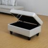 Powder Color Semi PU Synthetic Leather Storage Ottoman