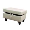 White Faux Leather Living Room Sofa Ottoman