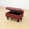 Red Semi PU Synthetic Leather Ottoman Living Room Sofa