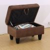 Chocolate Flannel Living Room Sofa Set Ottoman