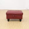 Red Semi PU Synthetic Leather Ottoman Living Room Sofa