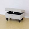 Grey White Flannel Living Room Sofa Ottoman