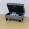 Dark Grey Semi PU Synthetic Leather Storage Ottoman