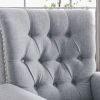 Pushback Linen Tufted Recliner Single Sofa with Nailheads Roll Arm for Living Room, Bedroom, Office, Gray