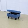 Blue Flannelette Living Room Sectional Ottoman