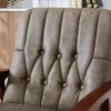 Mid Century Single Armchair Sofa Accent Chair Retro Modern Solid Wood Armrest Accent Chair, Fabric Upholstered Wooden Lounge Chair Khaki