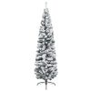 Slim Artificial Christmas Tree with Flocked Snow Green 7 ft PVC