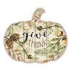 "Give Thanks" By Artisan Cindy Jacobs Printed on Wooden Pumpkin Wall Art