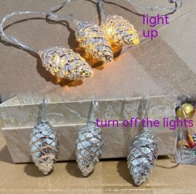 Christmas Holiday Decoration Pine Cone Light String Scene Layout Pendant (Option: Silver Warm White Light-3 M 20 Lamp Battery Box)