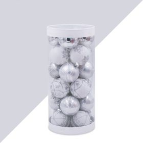 Christmas Decoration Supplies Silver Colored Drawing Ball Package (Color: Silver)