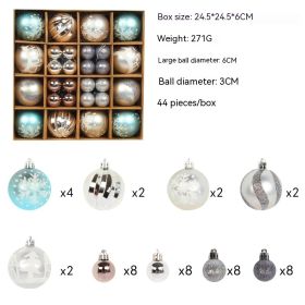 Christmas Tree Decoration Colorful Ball Gift Set (Option: R2 4 Blue Silver)