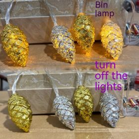 Christmas Holiday Decoration Pine Cone Light String Scene Layout Pendant (Option: Gold And Silver-3 M 20 Lamp USB)