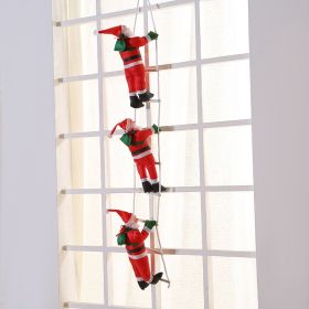 Christmas Ornaments Santa Claus Ladder (Option: Three person ladder-Santa Claus is 30cm long)