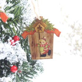 Creative House Shape Santa Elk Wooden Pendant (Option: Christmas snowman)