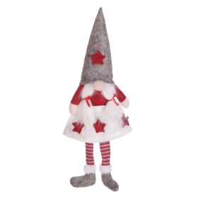 Christmas Decoration Faceless Doll Girl Figurine (Color: Grey)