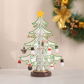 Combination Three-dimensional Pendant Villain Wooden Christmas Tree Ornament (Option: White Three leaves tree-24cm)