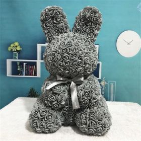 45cm Roses Bunny Valentines Day Eternal Flower Rabbit Romantic Wedding Engagement Ceremony Party Decoration Christmas Gifts (Option: Grey-40)