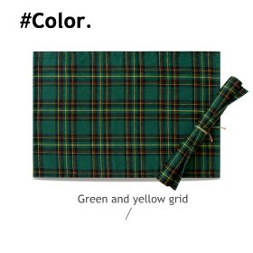 Christmas Series New Year Cloth Plaid Table Flag Insulation Pad (Option: Green yellow grid-40x200cm)