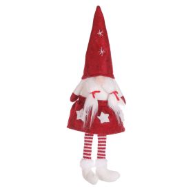 Christmas Decoration Faceless Doll Girl Figurine (Color: Red)