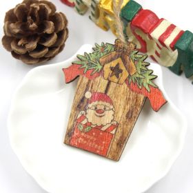 Creative House Shape Santa Elk Wooden Pendant (Option: Santa Claus)