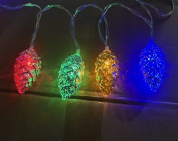 Christmas Holiday Decoration Pine Cone Light String Scene Layout Pendant (Option: Silver Pine Fruit Color Light-6 M 40 Lamp Battery Box)