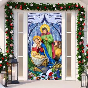 Christmas Curtain Decoration Hanging Cloth Background (Option: 20 Style-90x200cm)