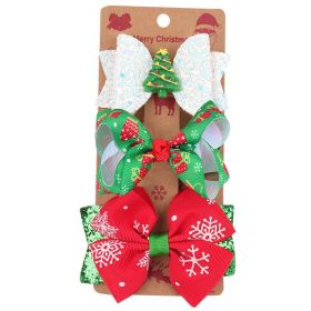 Christmas Children's Bow Barrettes Three Sets (Option: 2Color)