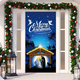 Christmas Curtain Decoration Hanging Cloth Background (Option: 13 Style-90x200cm)