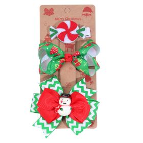 Christmas Children's Bow Barrettes Three Sets (Option: 3Color)