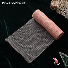 Gold And Silver Mesh Christmas Tree Glitter Mesh Roll Decoration Wedding (Option: Pink Gold-26cm)