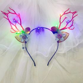 Christmas Decorative Head Hoop Luminous Antlers Party Decoration Supplies (Option: Strawberry Big Elk)