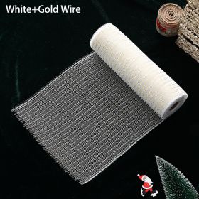 Gold And Silver Mesh Christmas Tree Glitter Mesh Roll Decoration Wedding (Option: Platinum-26cm)