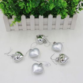 Christmas Decoration Peach Heart Painted Pendant (Color: Silver)