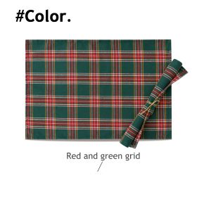 Christmas Series New Year Cloth Plaid Table Flag Insulation Pad (Option: Red green grid-40x220cm)