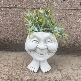 1pc Resin Planter Statue Vase, Outdoor Garden Ornaments Patio Lawn Garden Yard Entry Door Decor (Color: Muggle Grandma)