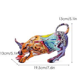 NORTHEUINS Resin Wall Street Bull Figurine Cattle OX Statue Market Miam Bull Home Feng Shui Art Official Desktop Decor Sculpture (Color: 901 (2))