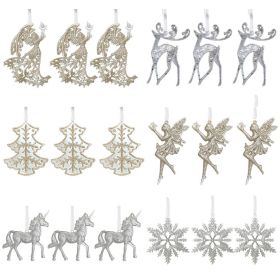 18/24 PCS Large Christmas Ornaments Set Hanging Christmas Tree Decorations;  SnowFlakes Deers Angels Decorative Pendant 2022 Holiday Shatterproof Acry (Quantity: 18 CT)